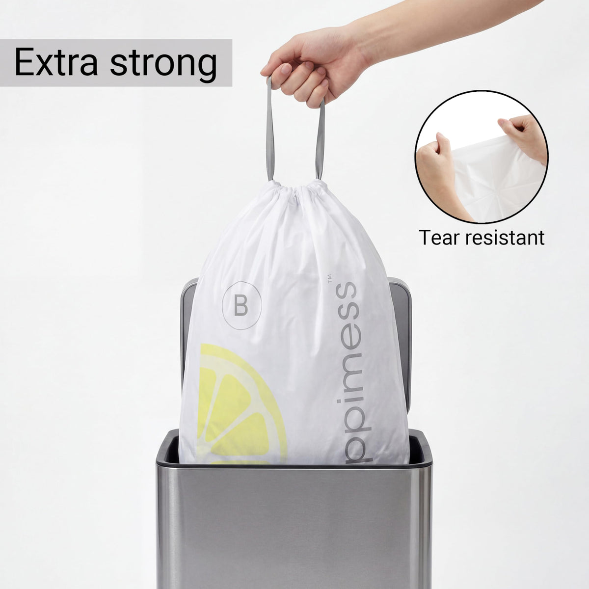 20-Count Lemon Scented 5.3 Gal Trash Bags by happimess – 60 Count (Pack of 1), 5.3 gallons, Medium Density Polyethylene, White (Lemon Scented), Model HPM3100B-WHITE