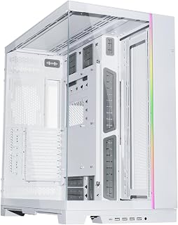 Lian Li Dynamic EVO XL Case-White-O11DEXL-W | RGB Lighting, Front and Side Tempered Glass Panels, Dual-Chamber Layout, Water Cooling Configuration