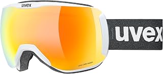 Uvex Downhill 2100 CV - Ski Goggle for Men and Women - Contrast Enhancing - No Distortion & Anti-Fog Coating - White Matt/Orange-Green - One Size
