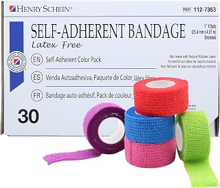Henry Schein Self-Adherent Bandage Wrap, 1" x 5 Yds, Latex Free, 30 Ct