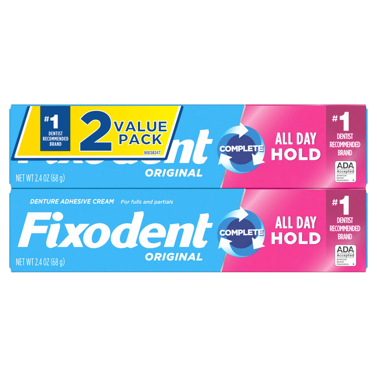 Complete Original Denture Adhesive Cream by Fixodent – 2.4 Ounce (Pack of 1), Multicolor, Pack of 2, Model 576069