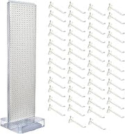 Azar Displays 700770-WHT-6B50 TWO-SIDED PEGBOARD FLOOR DISPLAY NON- REVOLVING ROUND STUDIO BASE. PANEL SIZE: 16" W X 60" H, White, (50-Pack 6" Hooks Included)
