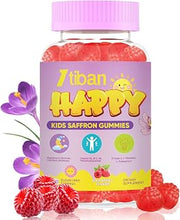 Saffron Gummies for Kids - Saffron Extract Supplement with GABA, Calms Temper Tantrums, Supports Happy Mood & Cognition, Focus Calm Gummies for Kids 4+, Sugar Free Raspberry, 90 Counts