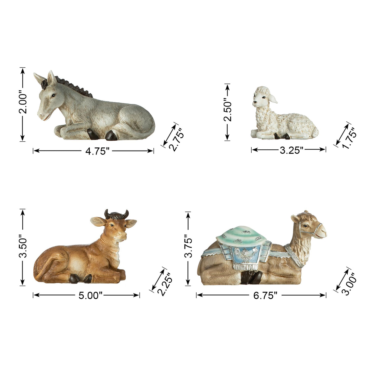 Glitzhome Nativity Figurine Collection, 12 Piece Set, Blue