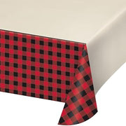 Creative Converting 322283 Black and Red Plaid Rectangular Plastic Tablecover, 1 Pc