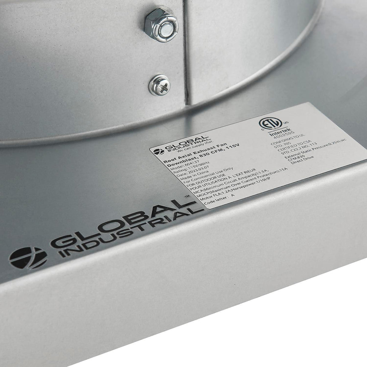 Aluminum Roof Axial Exhaust Fan by Global Industrial – Aluminum, Silver, Model RMD12