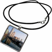 Boston skyline, Four Point Channel, Massachusetts - US22 GPR0003 - Greg Probst Necklace With Rectangle Pendant
