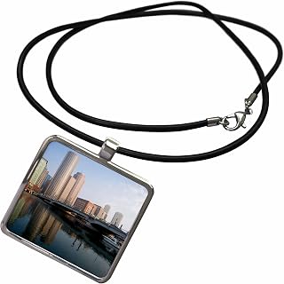 Boston skyline, Four Point Channel, Massachusetts - US22 GPR0003 - Greg Probst Necklace With Rectangle Pendant