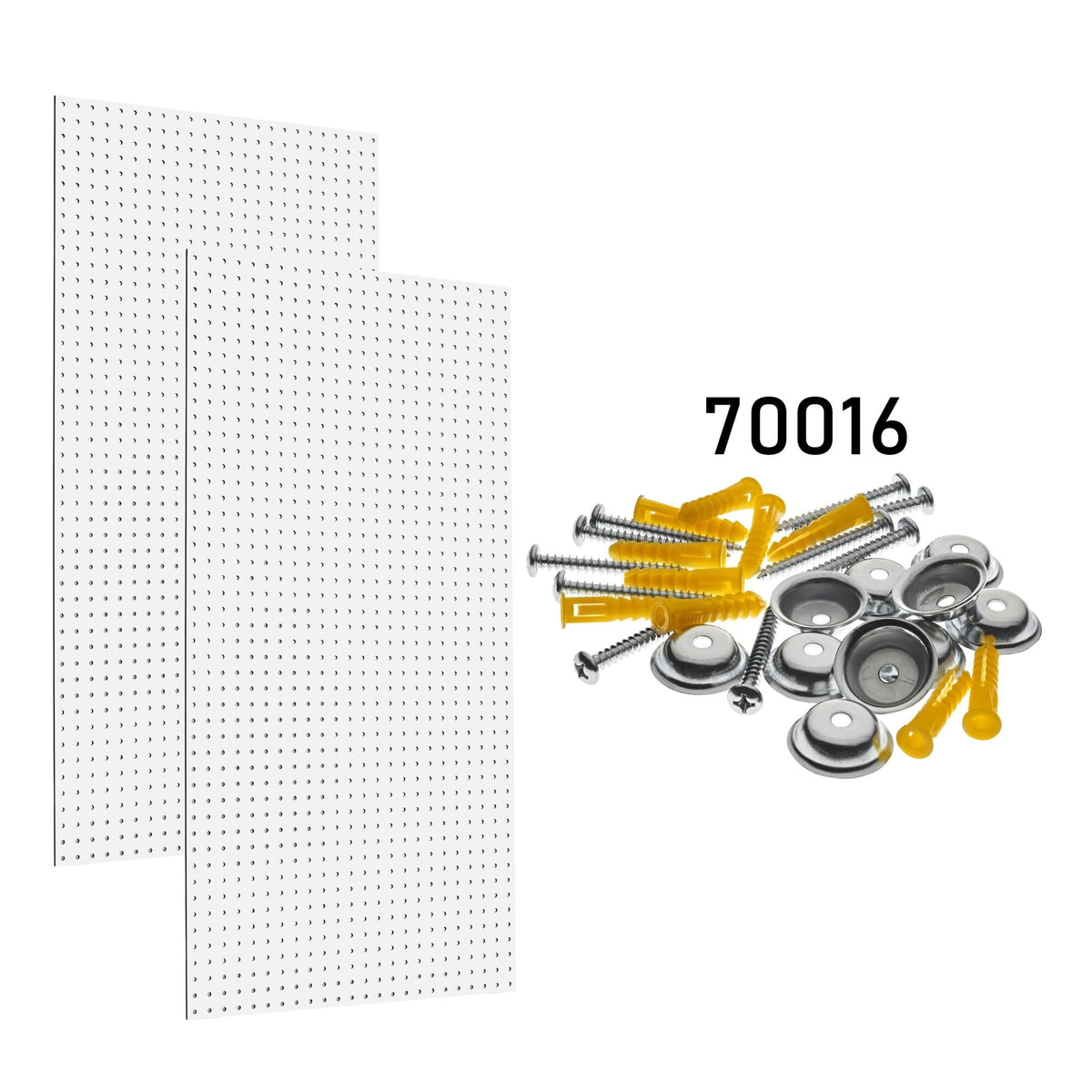 High Density Fiberboard Pegboards with Mounting Hardware by Triton Products – 24" x 42", Engineered Wood, White, Model PEG2-WHT
