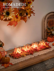 Romadedi Wooden Tray Centerpiece, 15.7 Inch Fall Decor, Brown