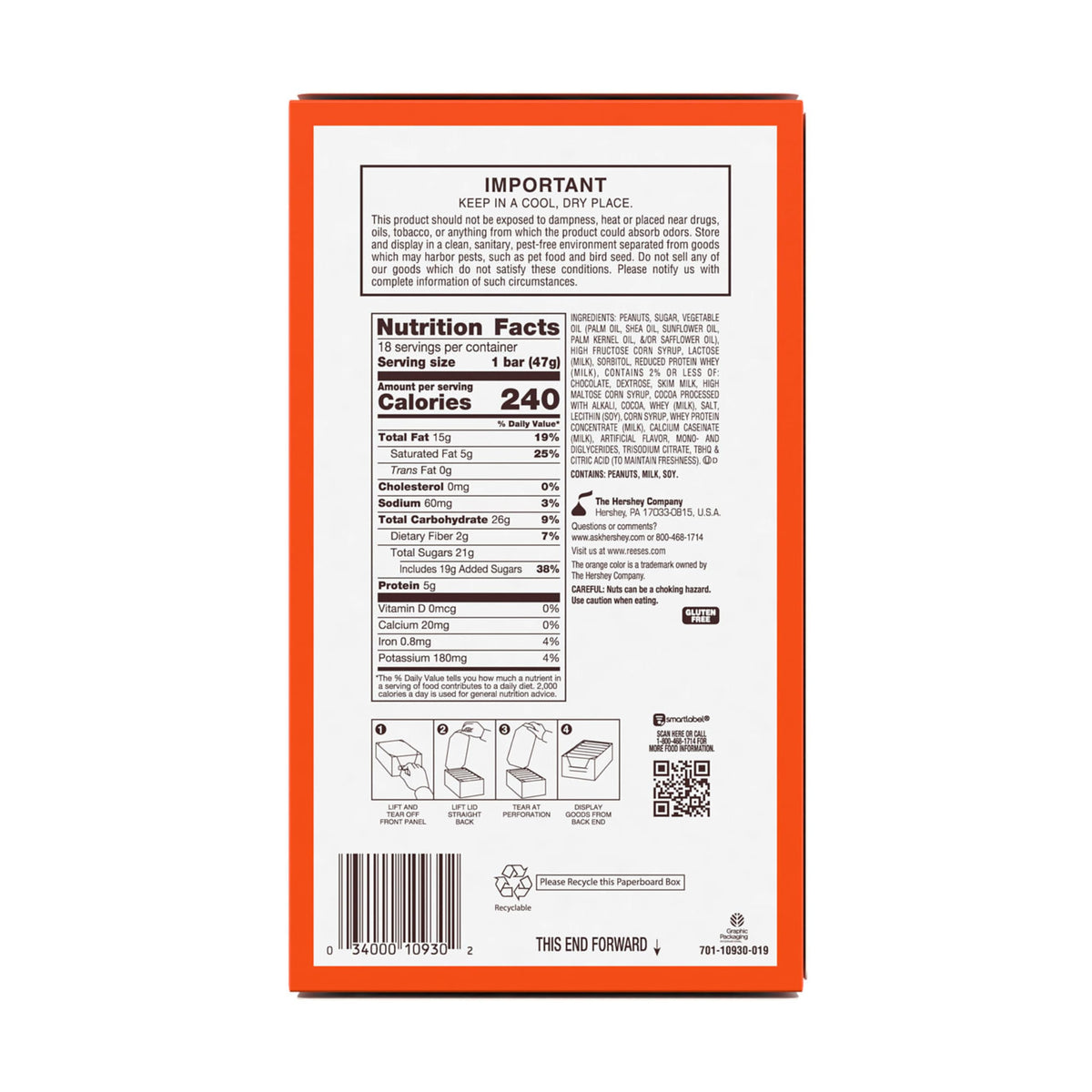 NUTRAGEOUS Chocolate Peanut Butter Candy Bars by Reese's – 1.66 Ounce (Pack of 18), Brown, Pack of 18, Model 108516