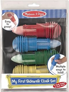 Melissa & Doug My First Sidewalk Chalk Set with Holders - 4 Chalk Sticks and 4 Holders