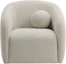 Chenille Fabric Armchair with Swivel Base by Furnifact – Polyester, Dove Gray