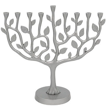 The Dreidel Company Tree of Life Menorah, Pewter Finish, 11 Inches