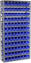 Global Industrial 13 Shelf Steel Shelving with (96) 4" H Plastic Shelf Bins, Blue, 36x12x72