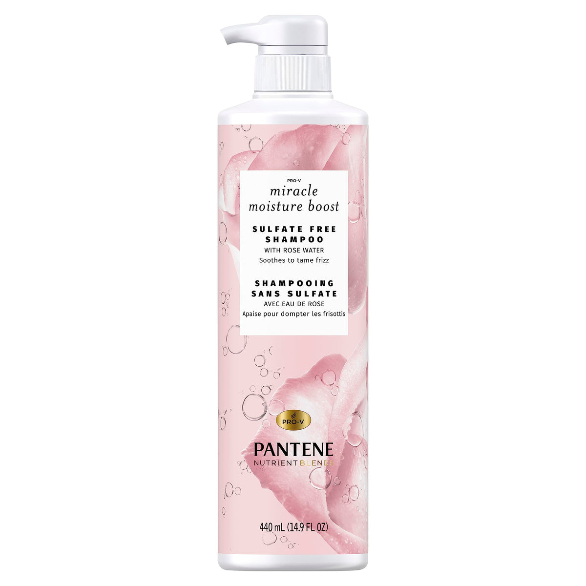 Nutrient Blends Sulfate Free Miracle Moisture Boost with Rose Water Shampoo by Pantene – 14.9 Fl Oz (Pack of 1)