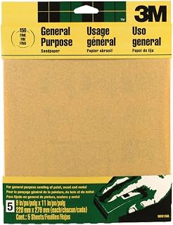 3M 11 in. L x 9 in. W 150 Grit Fine Aluminum Oxide Sandpaper 5 pk