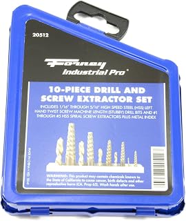 Forney 20512 Drill Bit Set, Industrial Pro Left Hand HSS Screw Machine Length Stubby, 1/16-Inch thru 5/16-Inch, 10-Piece