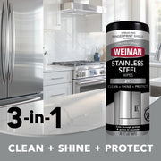 Stainless Steel Wipes and Leather Wipes - Clean and Polish Appliances for a Brighter and Longer Shine - Clean by Weiman – 30 Count (Pack of 2), Pack of 2