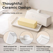 Wertioo Ceramic Butter Dish With Lid, Classic White