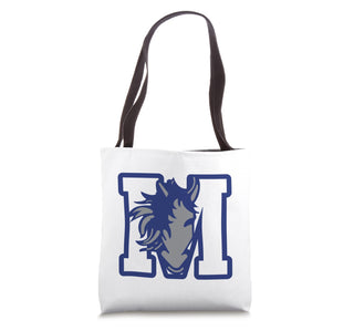 Curtis-Tufts M Mustang Tote Bag by Curtis-Tufts High School, Medford, MA 02155 – 16 inches, White, Model MMT37QBCV59US_16INCHES