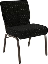 Flash Furniture HERCULES Series 21''W Stacking Church Chair in Black Dot Patterned Fabric - Gold Vein Frame | Gold Vein Frame, Fabric Upholstery