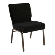 HERCULES Series 21''W Stacking Church Chair in Black Dot Patterned Fabric - Gold Vein Frame by Flash Furniture – Set of 1, Fabric, Foam, Steel, Model FD-CH0221-4-GV-S0806-GG