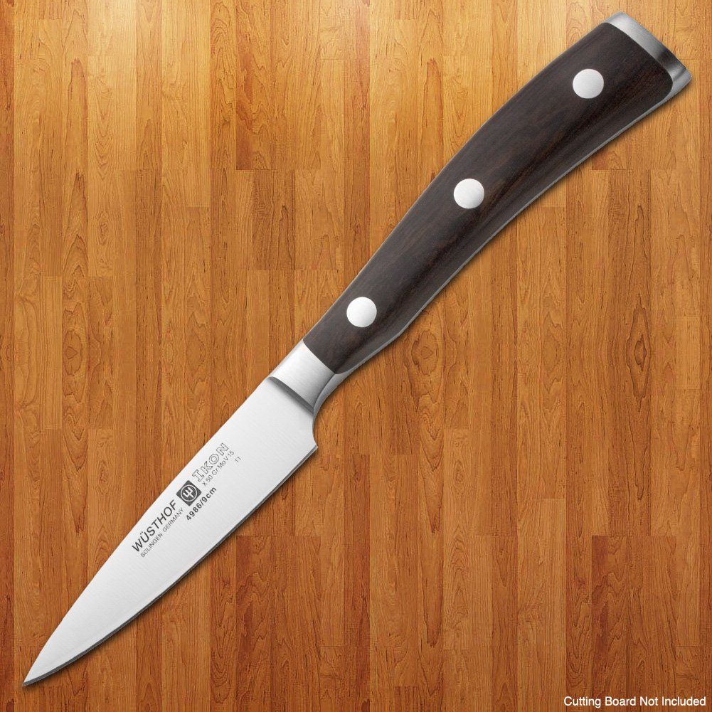 IKON 3½" Paring Knife by Wüsthof – 3.5", Stainless Steel, Brown, Model 4986/09