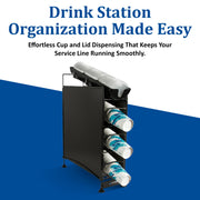 San Jamar 4 Positions / Side Panels / 3 Cup + 1 Lid / Black Food Dispensers