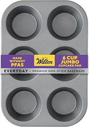Wilton Everyday Non-Stick Jumbo Muffin Pan, Made Without PFAS, 6-Cup