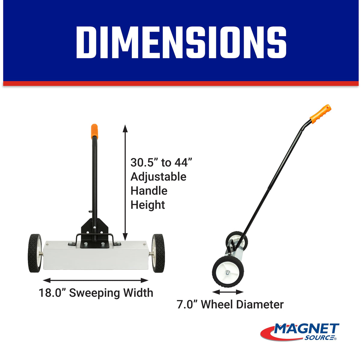 Master Magnetics Orange / 18" / 1 Magnetic Sweepers