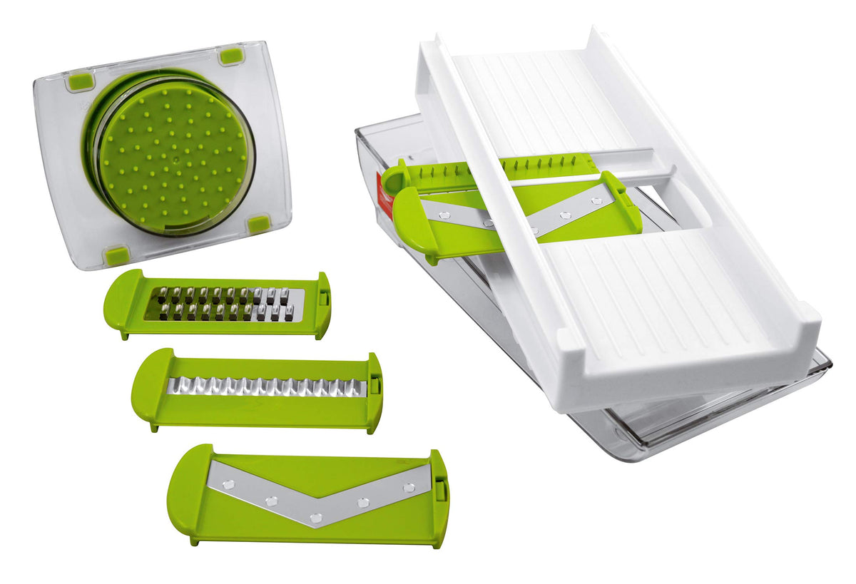 World Cuisine Mandoline/Grater with Container by PADERNO – 12in, Plastic, White, Model A4982176
