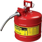 Justrite Type II Gasoline Safety Can, Red Galvanized Steel, FM Approved