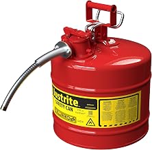 Justrite Type II Gasoline Safety Can, Red Galvanized Steel, FM Approved