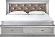Glory Furniture Lorana Faux Leather Full Storage Bed in Silver Champagne