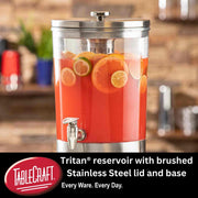 Tablecraft 1.25 Gallon Silhouette Drink Dispenser / Stainless Steel / 3.0 gallons Iced Beverage Dispensers