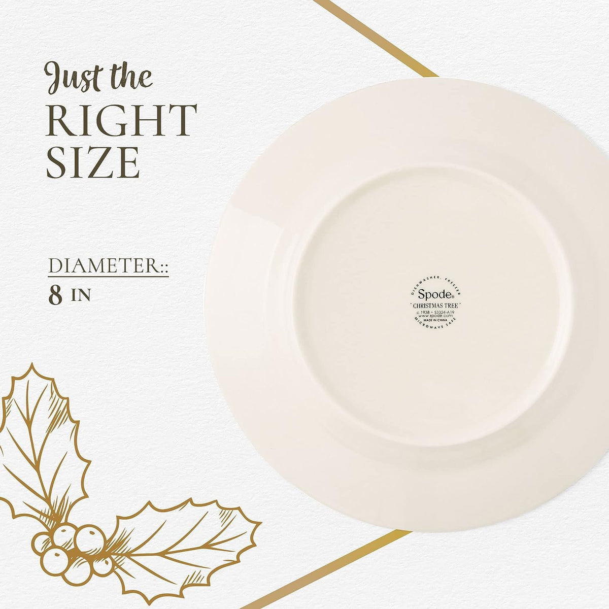 Spode Christmas Tree Salad Plates, Set of 4, 8 Inch