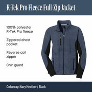 R-Tek Pro Fleece Full-Zip Jacket by Port Authority – Spandex, Navy Heather/ Black, Model F227