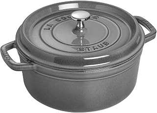 STAUB Cast Iron 4-qt Round Cocotte - Graphite Grey