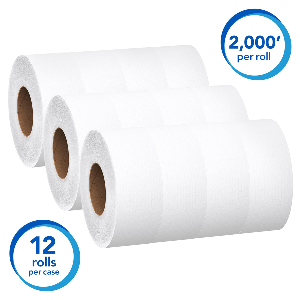 Scott Professional Jumbo Roll Toilet Paper – Bulk, 12 Rolls x 2000' (07223)