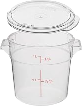 Cambro RFSCW1135 Camwear Clear Round 1 Qt Storage Container with Clear Round Lid RFSCWC1135