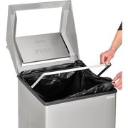 Indoor Square Trash Can with Swing Top Lid by Global Industrial – Stainless Steel, Model EK98045L-SS