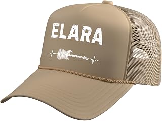Elara Guitar Heartbeat Music Guitarist Retro Vintage Trucker Hat with Adjustable Mesh Back