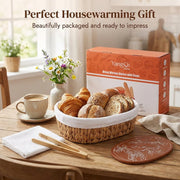 YANGQIHOME Woven Bread Basket with Warming Stone, 9 x 12.6 x 3.9 Inches, Water Hyacinth