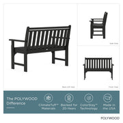 Vineyard 48" Bench by Polywood – 48", Plastic, Black, Model GNB48BL