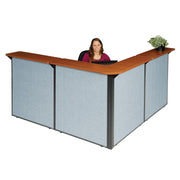 80"W x 80"D x 44"H L-Shaped Reception Station by Global Industrial – steel, Cherry, Model 249009CB