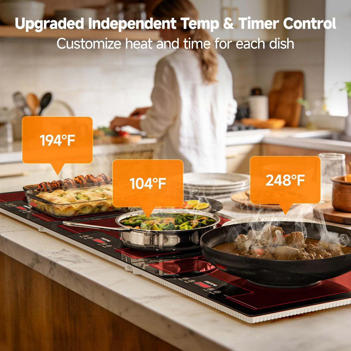 FEPPO Electric Warming Tray, 3-Panel Modular System, Deep Black