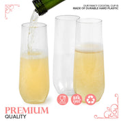 Plastic Champagne Flutes Disposable by Stock Your Home – 12 Count (Pack of 1), 9.0 ounces, Plastic, Clear, Pack of 12