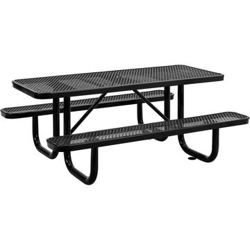 6’L Rectangular Picnic Table by Global Industrial – 72 inches x 30 inches x 29.5 inches, Steel, Black, Model 277152BK