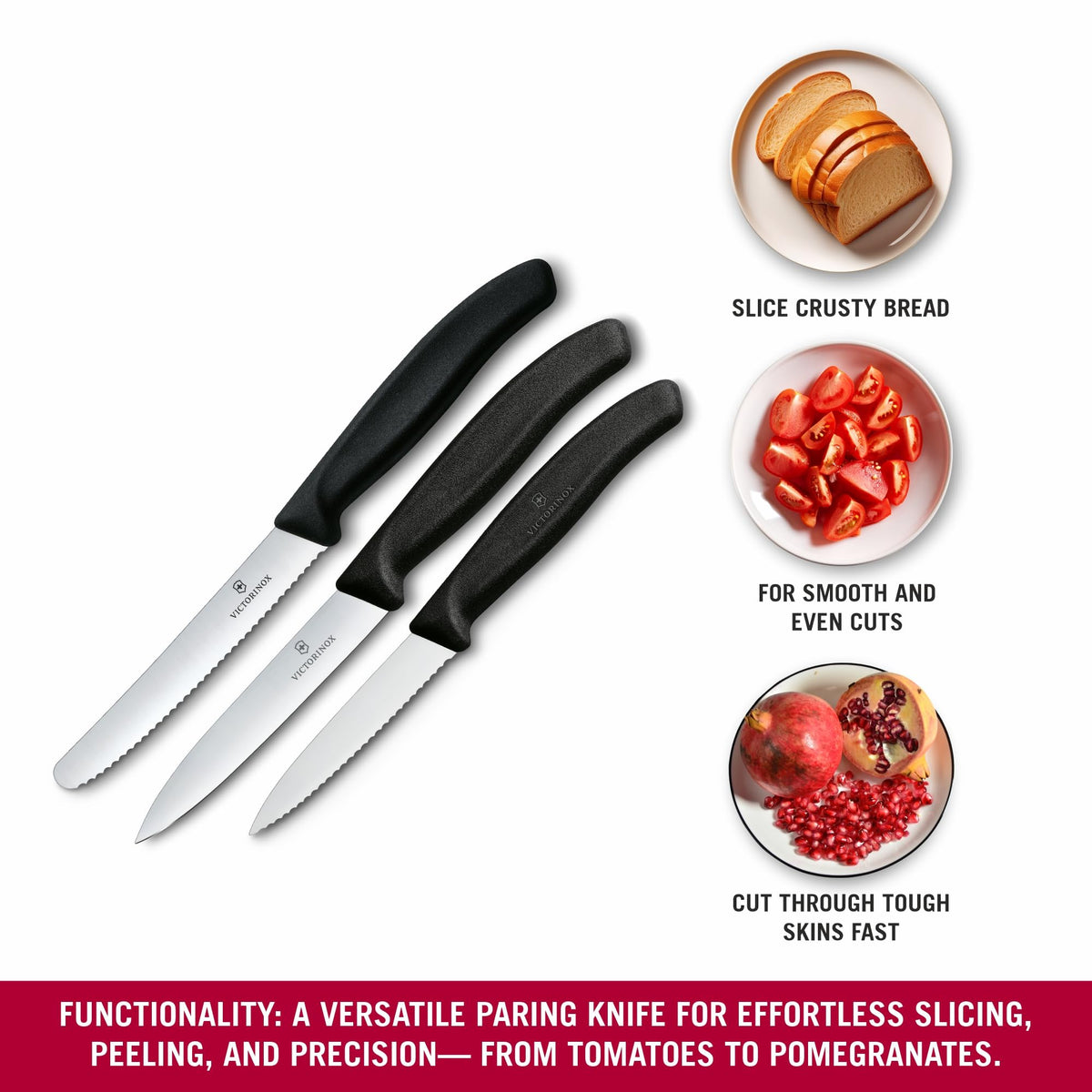 Swiss Classic Paring Knife Set by Victorinox – 4.5", Stainless Steel, Black, Model 6.7113.34
